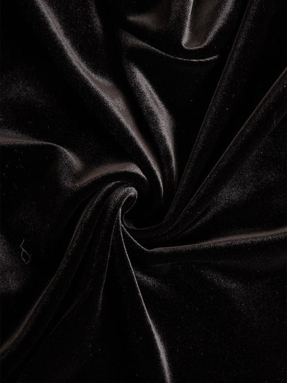 Elegant Black Velvet And Satin Midi Dress