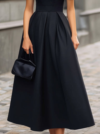 Puff Sleeve Structured Waist Maxi Dress