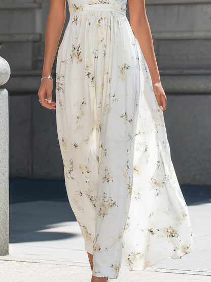 V-Neck Sleeveless Pleated Maxi Dress