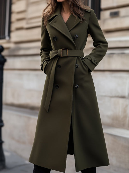 Classic Tailored Olive Green Wool Coat