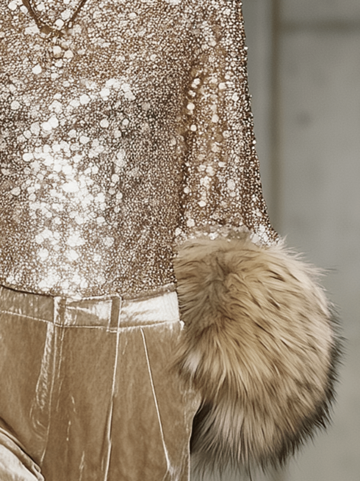 Stylish Golden Sequin Chiffon Shirt