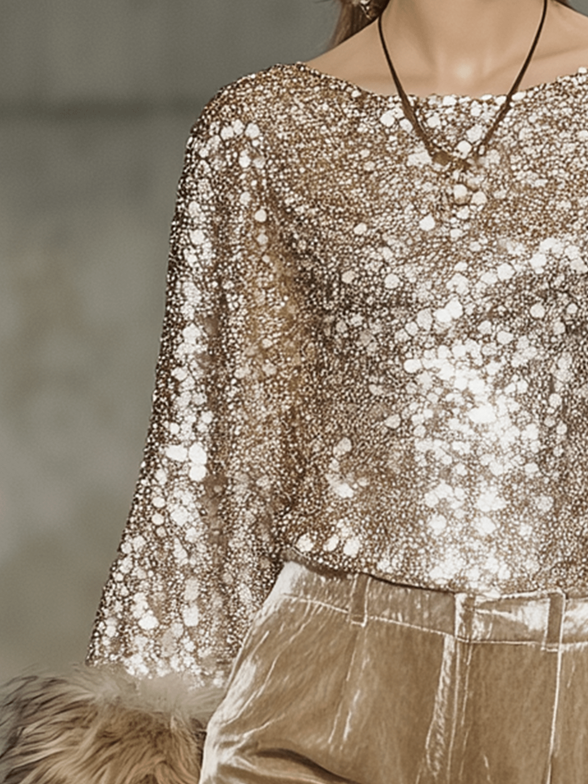 Stylish Golden Sequin Chiffon Shirt